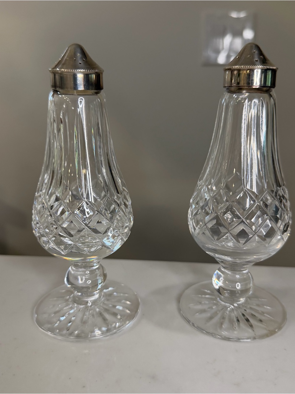 Vintage Waterford Lismore footed Crystal cut Salt and Pepper Shakers